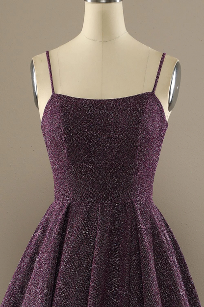 Purple A-Line Sleeveless Long Prom Dress