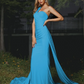 Oblique Shoulder Sleeveless Mermaid Maxi Bridesmaid Dress