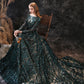 Dark Green Lace Jewel Neck Long Sleeves Zipper Wedding Guest Dress