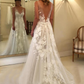 A-line Off-the-Shoulder Appliques Lace Court Train Tulle Wedding Dress