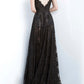 Black Mesh See-Through Lace Embroidered Sleeveless Prom Dress