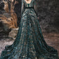 Dark Green Lace Jewel Neck Long Sleeves Zipper Wedding Guest Dress