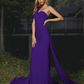 Oblique Shoulder Sleeveless Mermaid Maxi Bridesmaid Dress