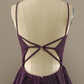 Purple A-Line Sleeveless Long Prom Dress