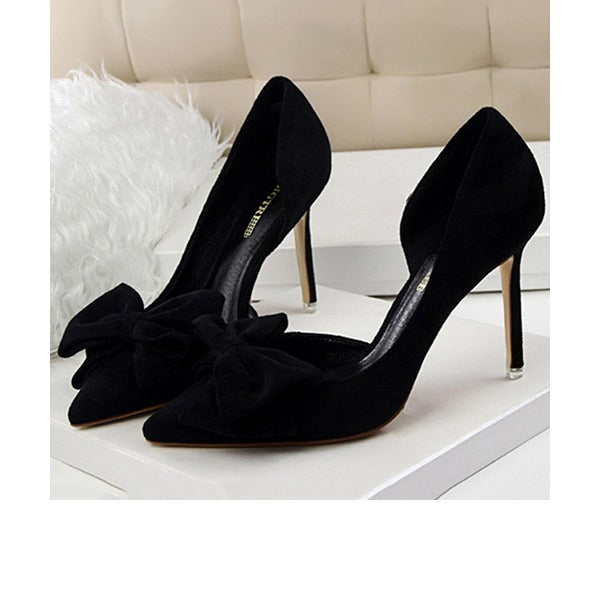 Suede Bowknot Stiletto Heel