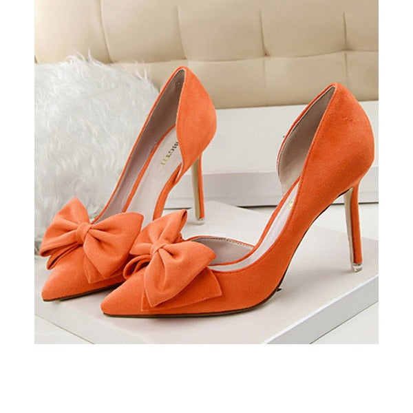 Suede Bowknot Stiletto Heel