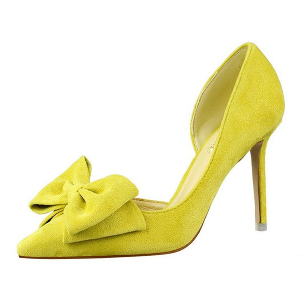 Suede Bowknot Stiletto Heel