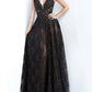 Black Mesh See-Through Lace Embroidered Sleeveless Prom Dress