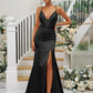 Deep V-Neck Spaghetti Strap Sleeveless Maxi Bridesmaid Dress