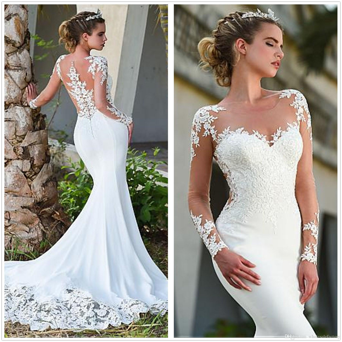 Lace Long Sleeves Mermaid Wedding Dress