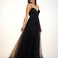 Black Sweetheart Neck A-Line Beadings Pleated Prom Dress