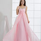 Pink Chiffon Rhinestone Pleated Backless Bridesmaid Dress