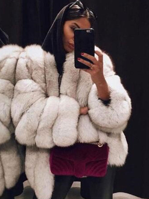 Faux Fur Full Sleeves Bubble Coat