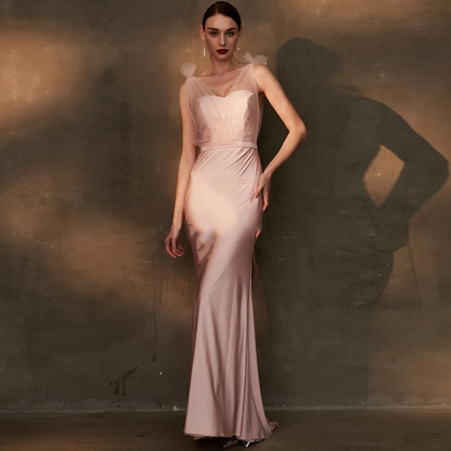 Sleeveless Backless Mermaid Long Evening Dress