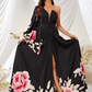 One Sleeve Floral Printed Long Slit Evening Dress