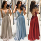 Deep V Neck Spaghetti Strap Sleeveless Long Evening Dress