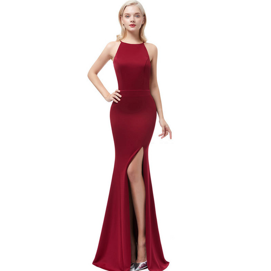 Simple Sleeveless Fishtail Long Evening Dress