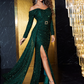 Sequin Long Sleeves High Slit Evening Dress