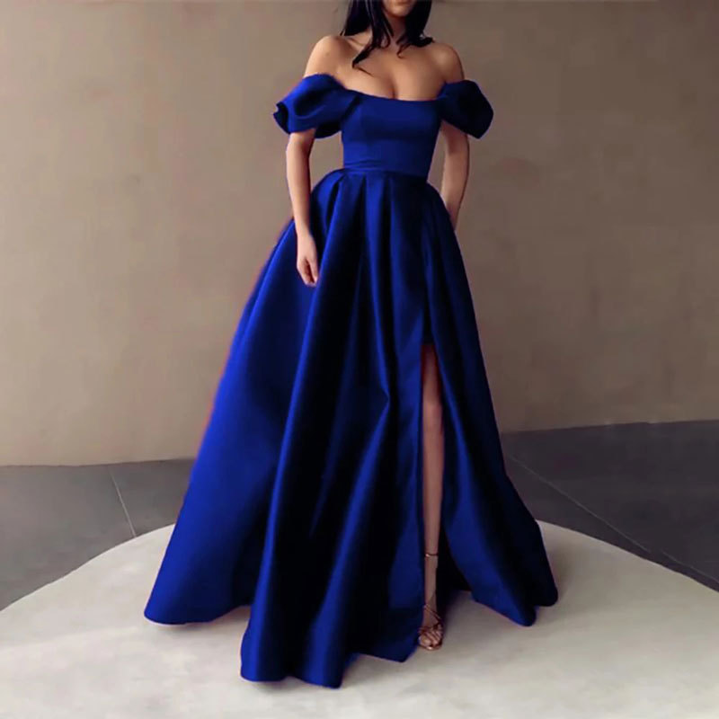 Off Shoulder Long Split Leg Evening Dress