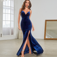 Deep V Neck Sleeveless Mermaid Long Evening Dress