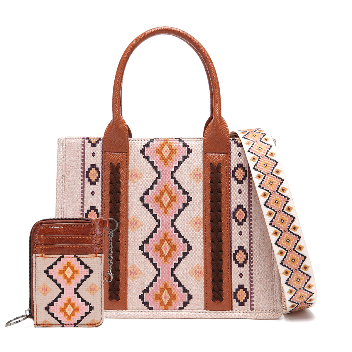 Southwestern Dual Sided Print Small Canvas Tote/Crossbody