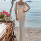 Ivory Square Neck Sleeveless Mermaid Wedding Dress