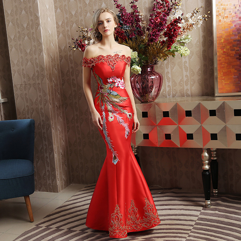 Off-Shoulder Sleeveless Mermaid Long Evening Dress