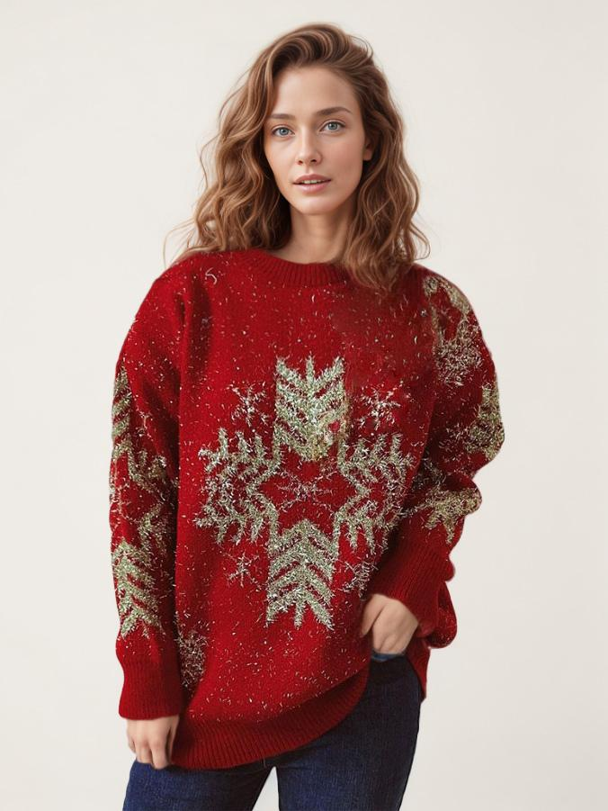 Snowflake Pattern Pullover Sweatshirt