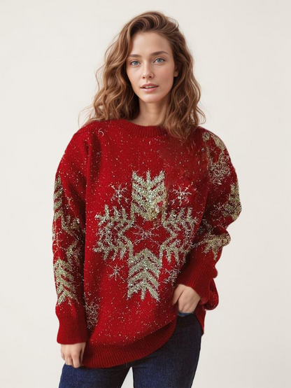 Snowflake Pattern Pullover Sweatshirt