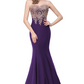 Embroidered Sleeveless Mermaid Long Evening Dress