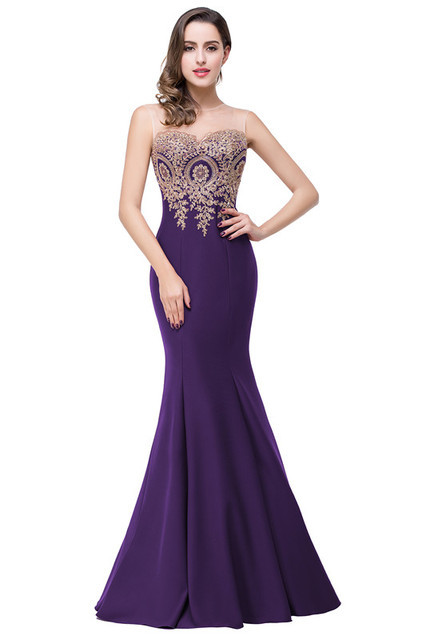 Embroidered Sleeveless Mermaid Long Evening Dress