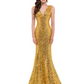 Sequin Deep V Neck Sleeveless Mermaid Evening Dress