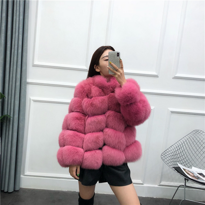 Open Front Faux Fur Bubble Coat