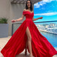 Satin Off-the-Shoulder Sleeveless Ruffles Brush Prom Dress