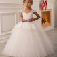 White Lace Bow Front Sleeveless Long Kids Wedding Dress