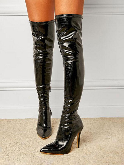 Pointy Toe Stiletto Thigh High Boots