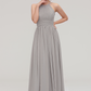 Silver Hanging Neck Sleeveless Maxi Bridesmaid Dress