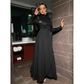 Black Sequin Long Sleeves Long Prom Dress