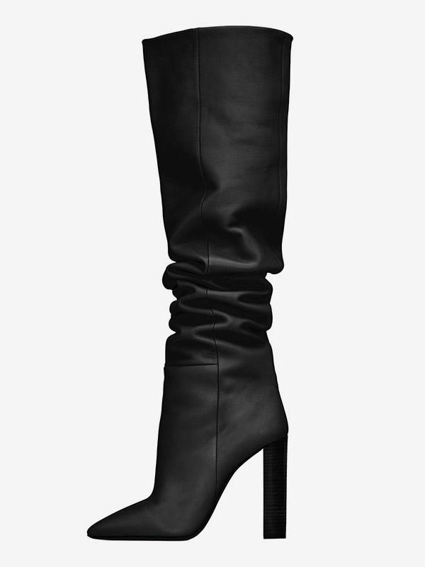 Pointed Toe Slouch Knee High Boots