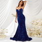 Sequin Strapless Long Mermaid Prom Dress