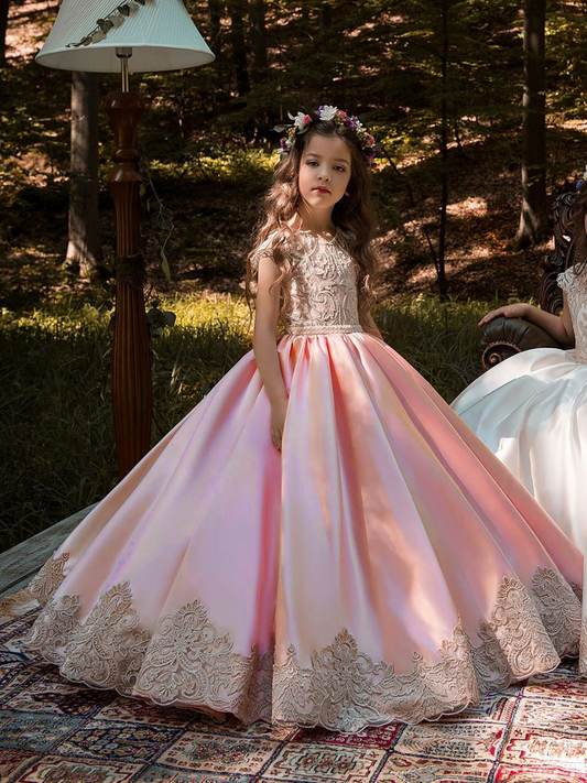 Jewel Neck Sleeveless Ball Gown Kids Party Dress