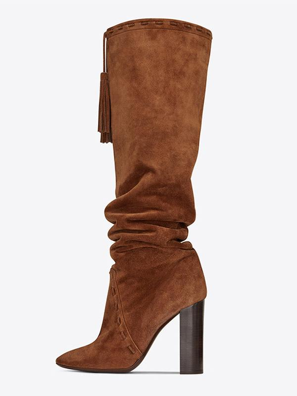 Suede Knee-High Slouch Boots