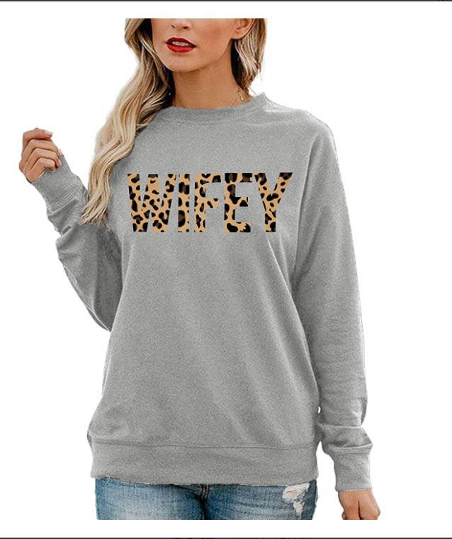 Round Neck Wifey Printed Sweatshirt