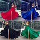 Satin Deep V-Neck Long Sleeves Split Front Prom Party Dress