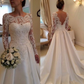 Ivory Lace Long Sleeves Backless Long Wedding Dress