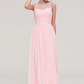 Papaya Whip Jewel Neck Sleeveless Maxi Bridesmaid Dress