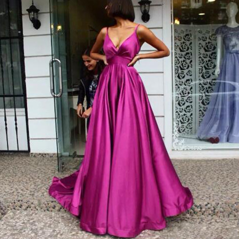 Purple Satin Sleeveless Bridesmaid Dress