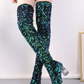 Chic Square Toe Sequined Over-The-Knee Winter Boots