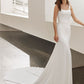 White Square Neckline Sleeveless Backless Simple Mermaid Wedding Dress