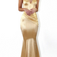 Deep V-Neck Backless Ruched Suspender Evening Dress